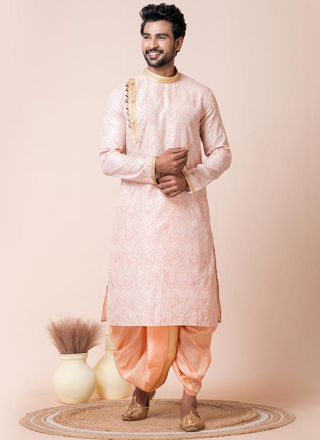 Mono Cotton  Pink Festival Wear Printed Readymade Kurta Pajama